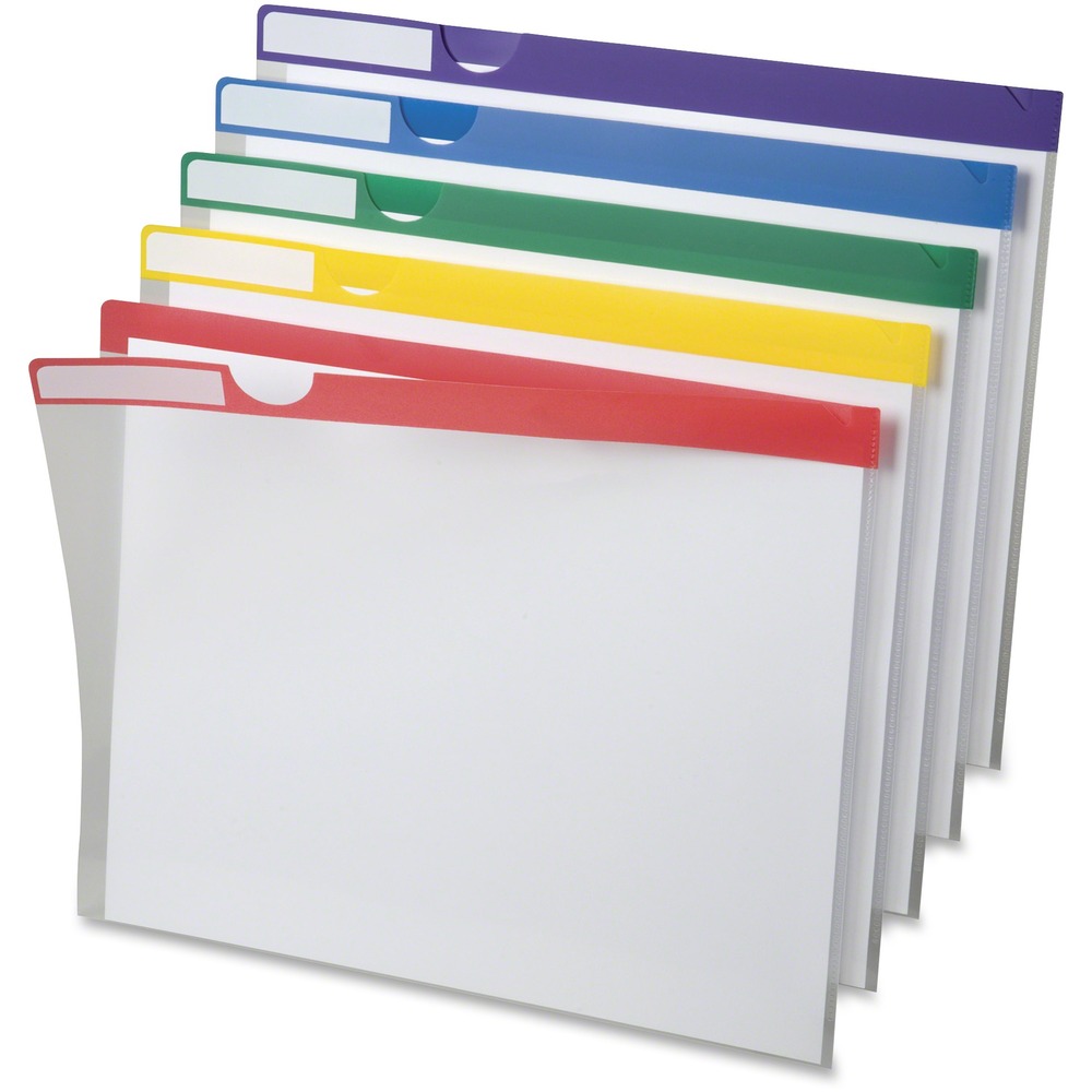 PFX50981 - Poly Index Folders enhance your letter-size filing system with quick access and easy identification. See exactly what's inside through the covers made of clear polypropylene. Find the exact file you using the colorful tops and built-in reusable tabs. Files are also thumb cut at the top for easy opening.