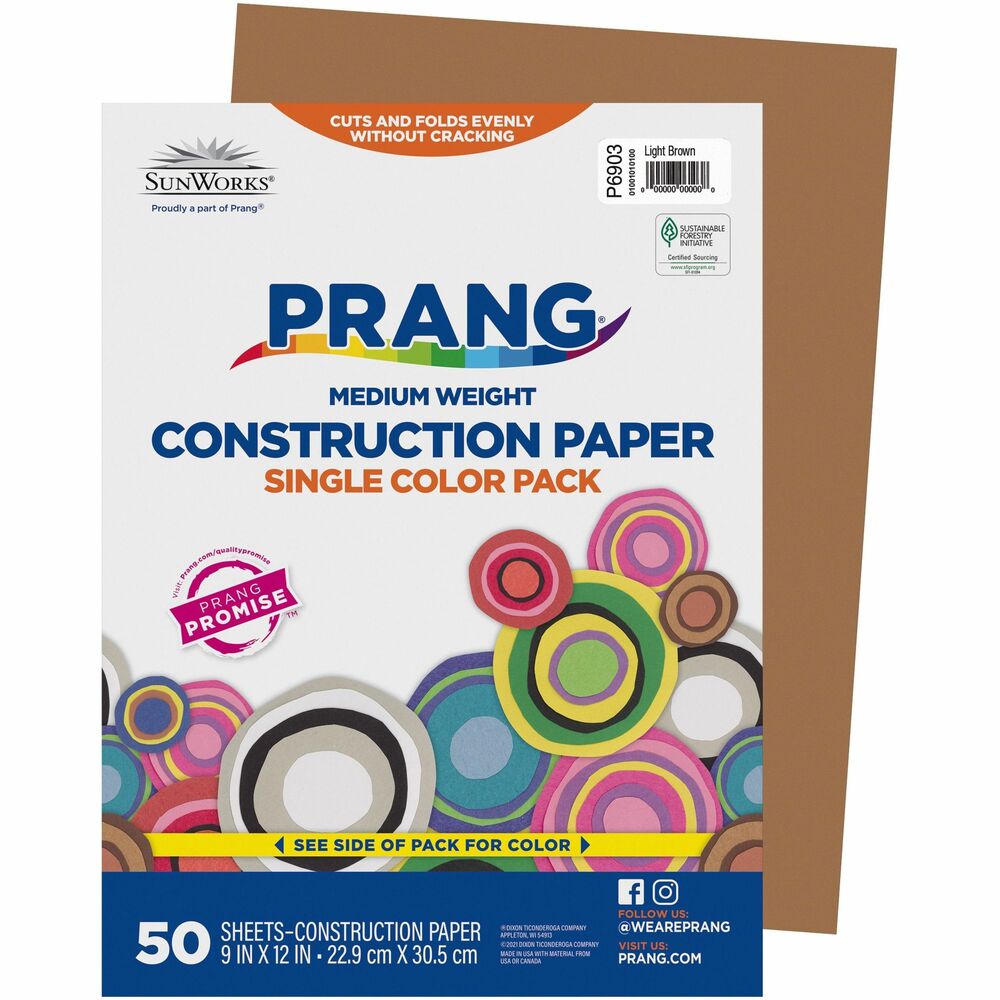 PAC6903 - Prang Medium-Weight Groundwood Construction Paper is the perfect solution for school projects and other arts and crafts. Recyclable paper has a bright, consistent color, is slightly textured and cuts and folds evenly without cracking. Since 1882, Prang has been seeking ways to ignite creativity by offering superior products that deliver unparalleled experience.