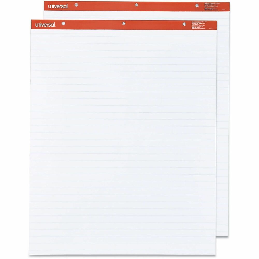 UNV35601 - These flip chart easel pads are made of bright white paper, perfect for usage in writing anything on it. Macro-perforated sheets allow for easy removal. Sturdy chipboard backer allows for strong stability. Striking, red-color binding strip makes pad noticale from afar and easy to find. Drilled to fit standard presentation easels.