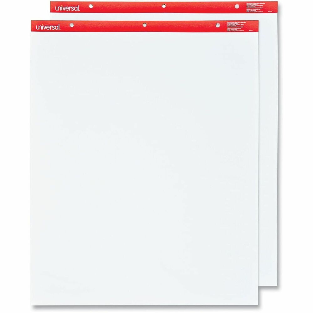 UNV35600 - These flip chart easel pads are made of bright white paper, perfect for usage in writing anything on it. Macro-perforated sheets allow for easy removal. Sturdy chipboard backer allows for strong stability. Striking, red-color binding strip makes pad noticale from afar and easy to find. Drilled to fit standard presentation easels.