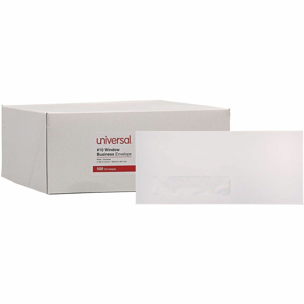 UNV35211 - This business envelope is designed for professional correspondence, featuring construction that offers a clean and professional appearance. The gummed closure ensures secure sealing, keeping contents safe during transit. Comfortably accommodates standard-sized documents. Crafted from 24 lb white wove paper stock, it provides a crisp, professional look suitable for various business applications.