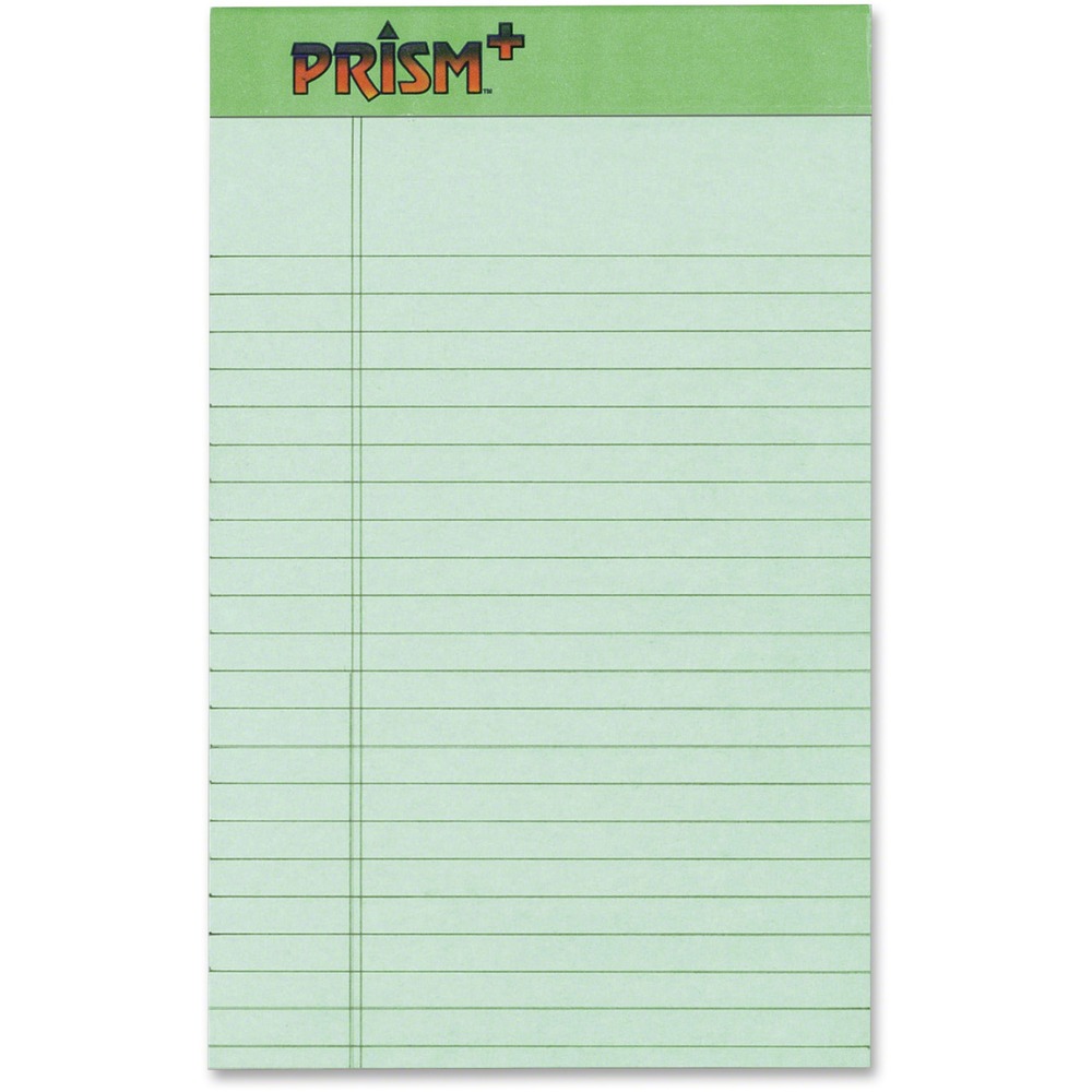 TOP63090 - Brighten the office with soft colored papers and bindings to match. Colors are easy on the eyes and help organize projects. Prism Plus Pads also offer a rigid, 56 point, chipboard backer that acts like a clipboard, providing excellent writing stability. Easy-tear, Letr-Trim perforations allow sheets to be removed easily. Each pad contains 50 ruled sheets of 16 lb. paper. Each junior legal-ruled sheet has 9/32" line spacings and a 1" left margin.