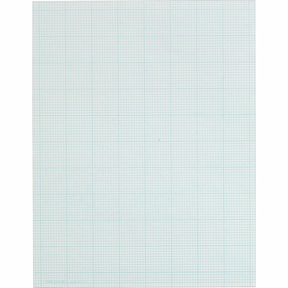 TOP35101 - Cross-section pad is ruled 10 squares per inch with "phantom" nonsmear ink that does not reproduce when photocopying. On both sides, heavy blue lines outline every inch, and a faint blue line outlines the 10 squares. Glue-top construction allows easy sheet removal. 20 lb. bond will stand up to the toughest use. Letter-size pad contains 50 sheets and offers a 27 point chipboard backer for writing support.