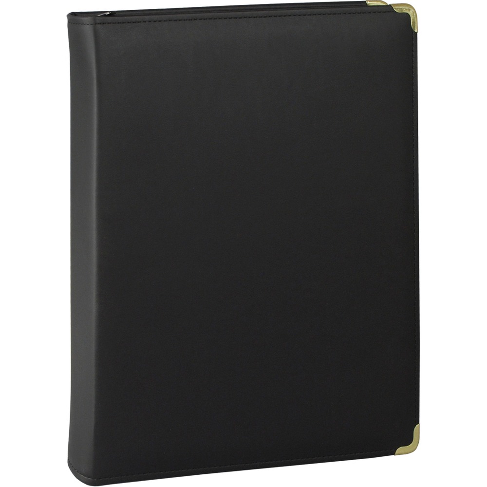 SAM15250 - Letter-size, round-ring binder combines traditional styling with high-quality materials and workmanship to assure the finest professional appearance. Binder features flexible, leatherlike covers with sewn edges for increased durability. The curved spine elegantly conceals the rivet construction for a sophisticated look that's perfect for school or office use. Brass-plated metal rings and corners look stylish while securely holding your documents. Two inside pockets provide additional storage options. More from the Manufacturer