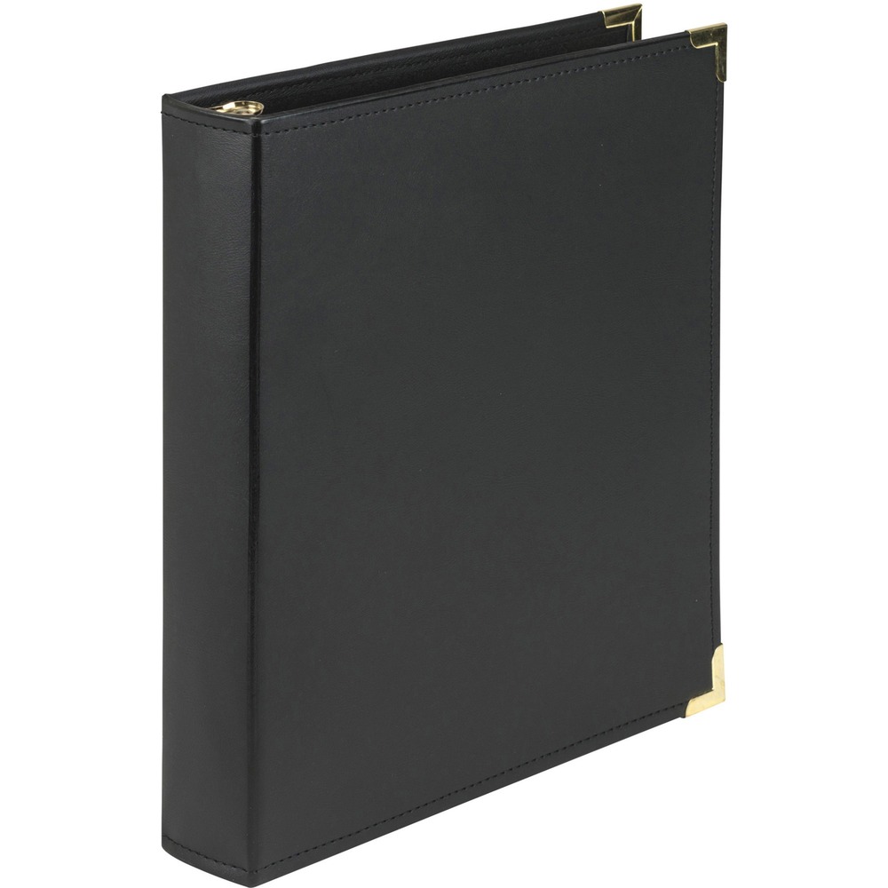 SAM15150 - Elegant binder combines traditional styling with high-quality materials and workmanship to assure the finest professional appearance. Flexible, leatherlike covers with sewn edges offer increased durability. The curved spine conceals the rivet construction for a sophisticated look that's perfect for school or office use. Brass-plated metal rings and corners look stylish while securely holding your documents. Two inside pockets provide additional storage options. Round-ring vinyl binder holds letter-size documents, sheet protectors and indexes (sold separately). More from the Manufacturer