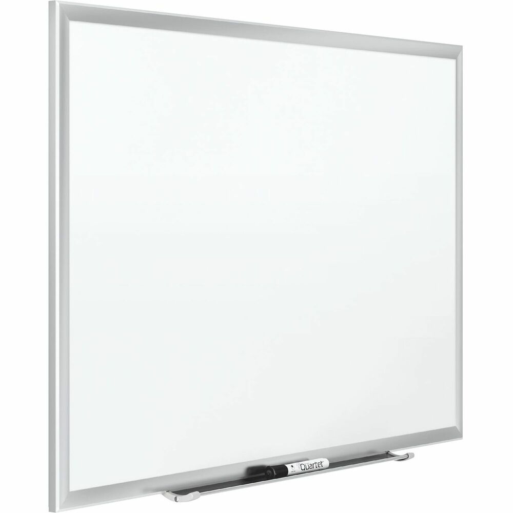 QRT2545 - Built to last, porcelain marker board features a magnetic surface that will not stain or ghost and a satin finish anodized frame. Durable porcelain will not scratch or dent with heavy use. Mounting system makes hanging simple and allows horizontal or vertical positioning. Marker tray can be attached with horizontal installation only. Marker board includes four Quartet dry-erase markers. More from the Manufacturer