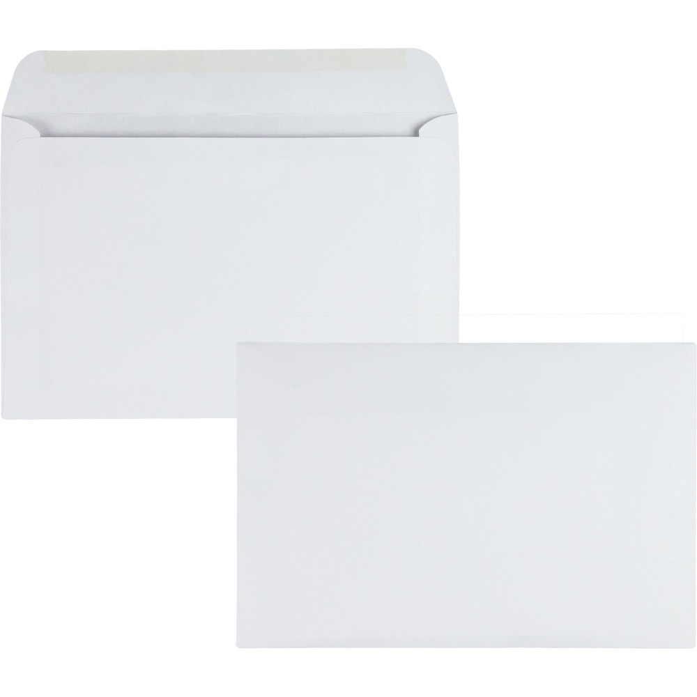 QUA37181 - 6" x 9" booklet envelopes feature a gummed flap and durable, 24 lb. white wove stock for home or office mailing, storing and organizing. Whatever your needs, booklet envelopes are a must for keeping projects, files and mailings manageable. Envelopes open on the long side for easy insertion and retrieval. Sturdy booklet envelopes are made of 24 lb. white wove stock to withstand extensive handling and mailing. Contents are protected during use to give you assurance they arrive unharmed. They are perfect for folded or smaller documents. Fully gummed flap ensures a secure, permanent seal.