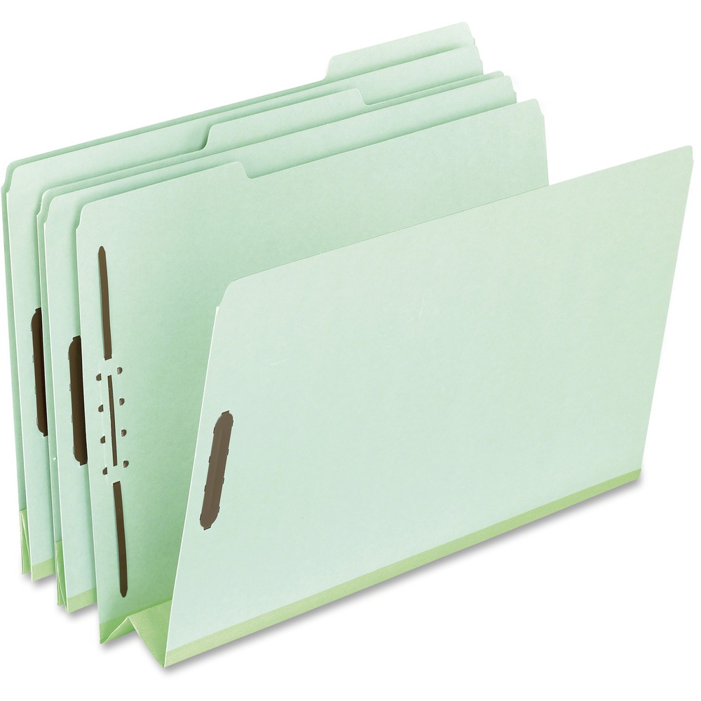PFX17182 - Extra-sturdy file folders feature two built-in, super-thin fasteners, specially designed to take up less room in the file cabinet. 2" capacity fasteners in positions No. 1 and 3 also securely hold papers in the folder. Heavyweight rigid pressboard offers exceptional durability. Reinforced, rip-proof tape gusset bottom offers more strength to hold your documents. 1/3-cut tabs are in assorted positions for easy file retrieval. Acid-free fastener folders are made of 25 point stock.