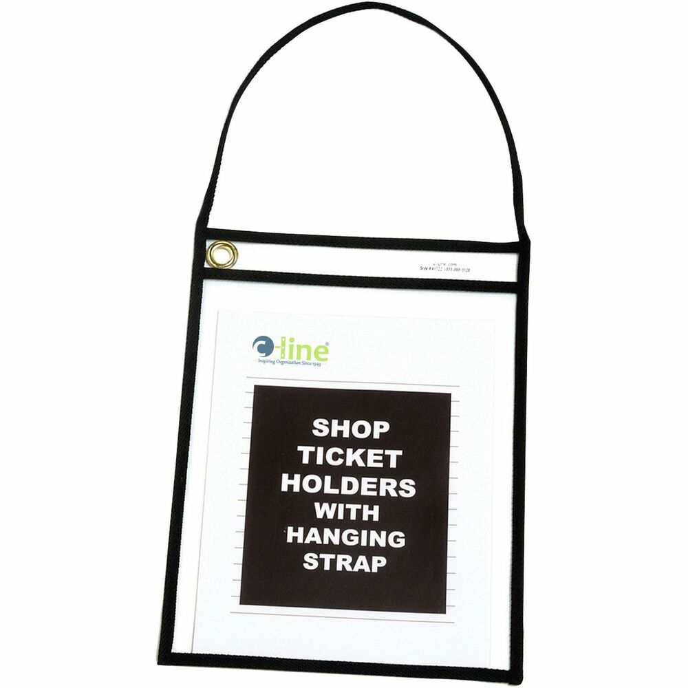 CLI41922 - Keep the information with the job using these stitched shop ticket holders. The hanging strap lets you hang your job tickets right with your jobs whether you're using hooks, pegs, vehicle mirrors or machinery. Top-loading holders also have a metal eyelet for easy hanging. Stitched seams deliver long-lasting utility. Clear design on both sides lets you easily identify what's inside.