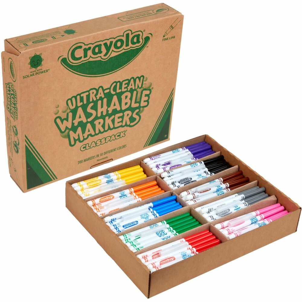 CYO588211 - Crayola Fine Line Markers lay down lots of ink, but they won't bleed through typical paper. Long-lasting marks wash away easily from skin and most clothing. Water-based ink doesn't bleed through most paper and can be revived within seconds in warm water if caps are left off. Tapered tips are perfect for lettering, outlining and detail work. Versatile conical tips write at any angle. Markers are certified AP nontoxic, conforming to ASTM D-4236.