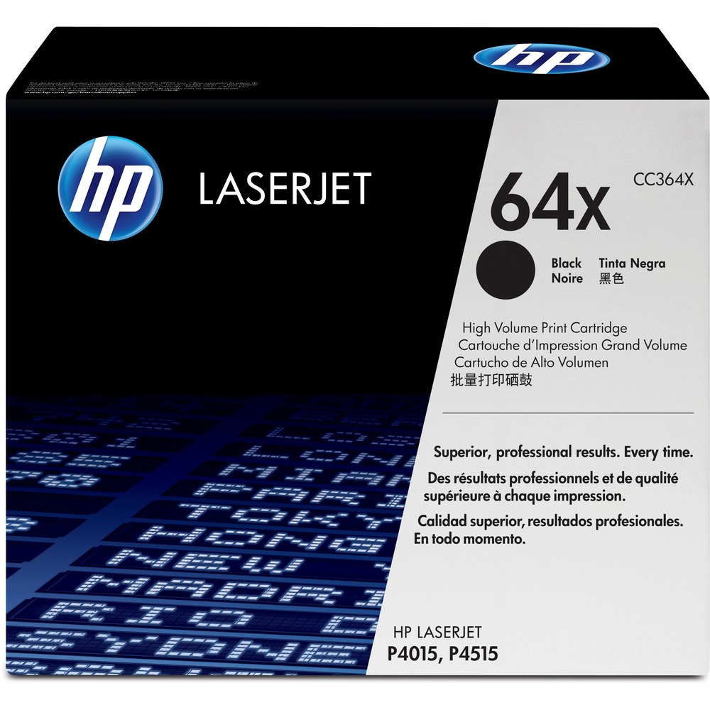 HEWCC364X - High-yield toner cartridge delivers trouble-free printing page after page and consistent results, cartridge after cartridge. Office printing runs smoothly with Original HP cartridges and enhanced toner. Take advantage of supplies tracking and management features of Original HP cartridges - proven reliable in independent testing - to reduce your administrative costs ultimately lower your printing costs. Toner cartridge is designed for use with HP LaserJet P4015 and P4515n. Each cartridge yields approximately 24,000 pages. More from the Manufacturer
