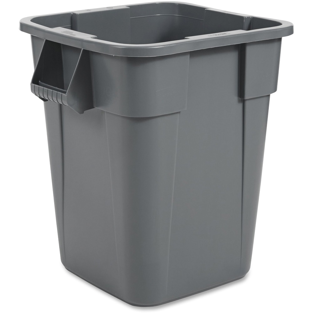 Rubbermaid Commercial Brute Square Container - 40 gal Capacity - Square - Rounded Corner, Snap Lock, Handle, Smooth, Easy to Clean - 28.8" Height x 27" Width x 23.3" Depth - Gray - 1 Each