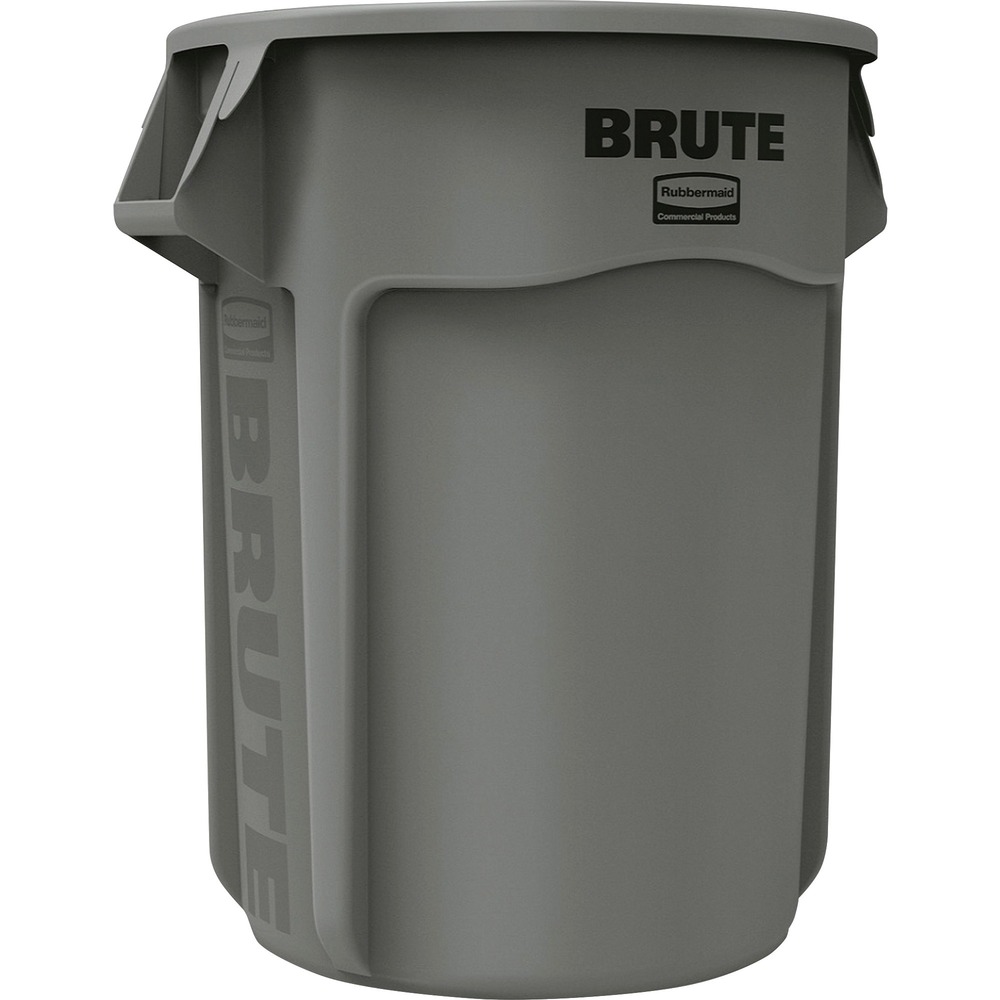 RCP265500GY - Brute container without lid features innovative solutions for making refuse collection and storage more efficient. Proprietary design constructed with the highest-quality material plus a UV inhibitor ensures long life in even the most extreme commercial environments. It will not fade, warp, crack or crush. Seamless construction makes cleaning the round container easier. Reinforced base is specifically engineered to be dragged over rough surfaces, extending life and overall durability, even in the toughest environments. Rounded handles make lifting and moving easier. Handles are reinforced to resist tearing or damage from even the heaviest loads. Rim features integrated rib structure to increase strength and resist crushing.
