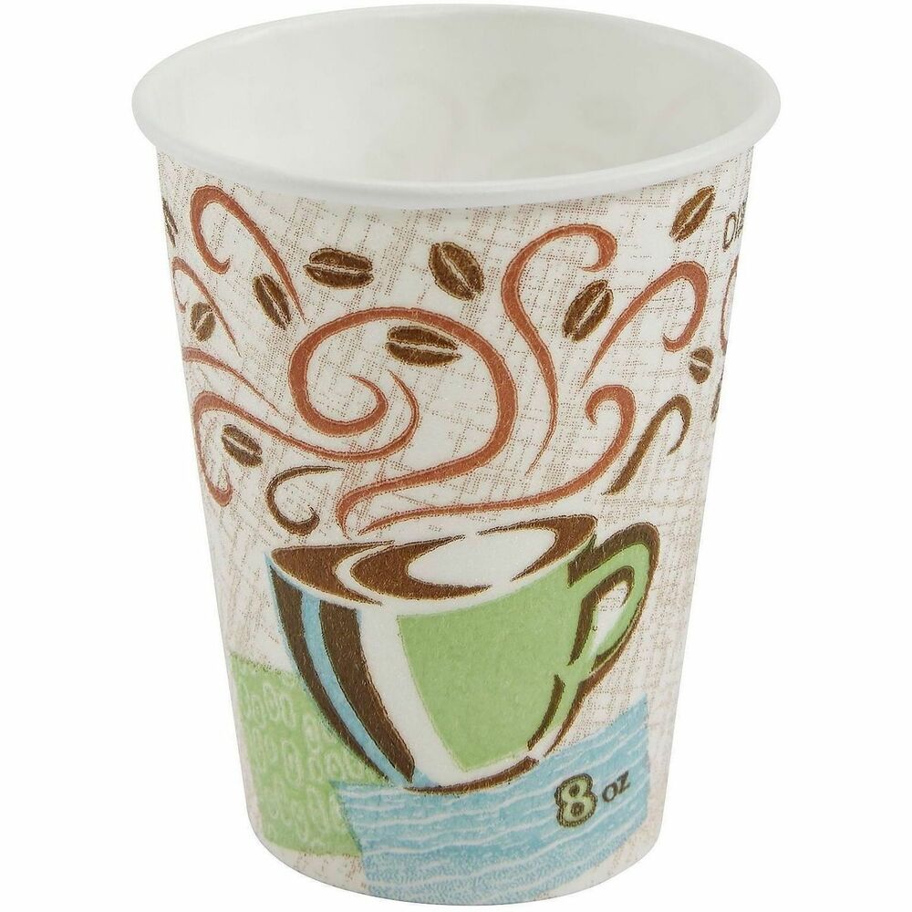 Dixie PerfecTouch 8 oz Insulated Paper Hot Coffee Cups by GP Pro - 8 fl oz - Cone - Coffee Haze - Paper - Hot Drink, Coffee - 25 / Pack
