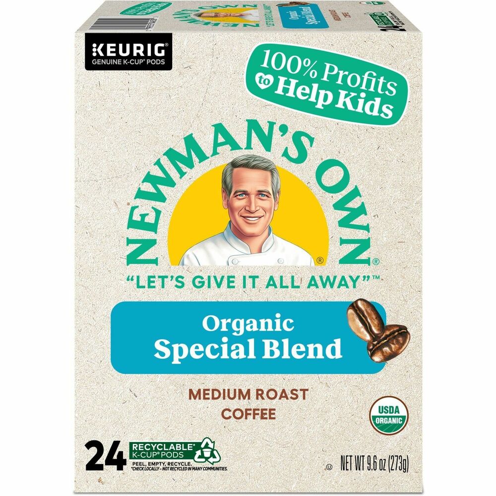 GMT4050 - Newman's Own Organic Special Blend is great-tasting coffee that also happens to make a real difference in the world. A hearty, full-bodied blend of medium and dark roasts, it's bold yet refined, strong yet smooth for a rich, robust, and satisfying flavor. In addition to being 100% USDA Certified Organic and Certified Orthodox Union Kosher, Newman's Own proudly supports organizations such as SeriousFun Children's Network, which delivers more than 160,000 life-changing experiences each year to kids living with serious illnesses. In total, more than $600 million has been donated to help kids and other good causes through Newman's Own Foundation since 1982. The Foundation is a very important part of our story and the true heart of Newman's Own. It's in our DNA. It's why we exist and what motivates us. Newman's Own Organic Special Blend delivers an inspired blend of medium-roasted Central American and darker-roasted Indonesian coffees for a rich and robust flavor with ample body that's 100% organic. K-Cup pods are also recyclable in some communities, so you can feel even better drinking Newman's Own Organic Special Blend. Enjoy the same great-tasting coffee you know and love, and when you're done, please peel, empty, and recycle. 