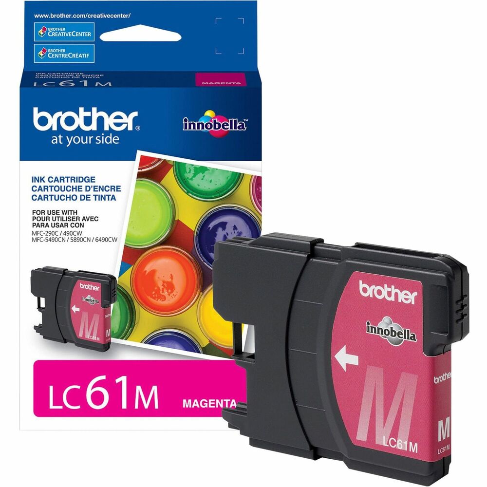 BRTLC61M - Ink cartridge is designed for use with Brother DCP-165C, DCP-385C, DCP-395CN, DCP-585CW, DCP-J125, MFC-250C; MFC-255CW, MFC-290C, MFC-295CN, MFC-490CW, MFC-495CW, MFC-5490CN, MFC-5890CN, MFC-5895cw, MFC-6490CW, MFC-6890CDW, MFC-790CW, MFC-795CW, MFC-990CW, MFC-J220, MFC-J265w, MFC-J270w, MFC-J410w, MFC-J415w, MFC-J615W, and MFC-J630W. Innobella ink technology delivers richer colors and sharper images.