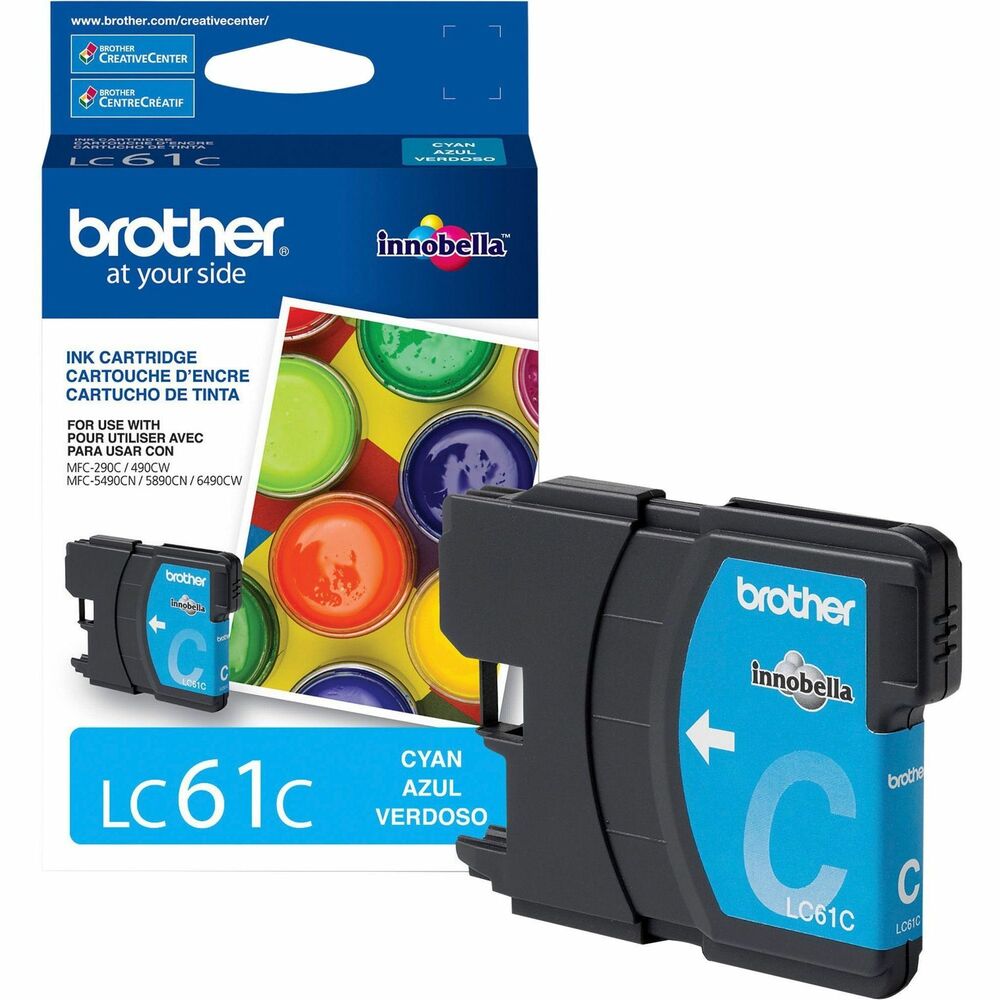BRTLC61C - Ink cartridge is designed for use with Brother DCP-165C, DCP-385C, DCP-395CN, DCP-585CW, DCP-J125, MFC-250C; MFC-255CW, MFC-290C, MFC-295CN, MFC-490CW, MFC-495CW, MFC-5490CN, MFC-5890CN, MFC-5895cw, MFC-6490CW, MFC-6890CDW, MFC-790CW, MFC-795CW, MFC-990CW, MFC-J220, MFC-J265w, MFC-J270w, MFC-J410w, MFC-J415w, MFC-J615W, and MFC-J630W. Innobella ink technology delivers richer colors and sharper images.