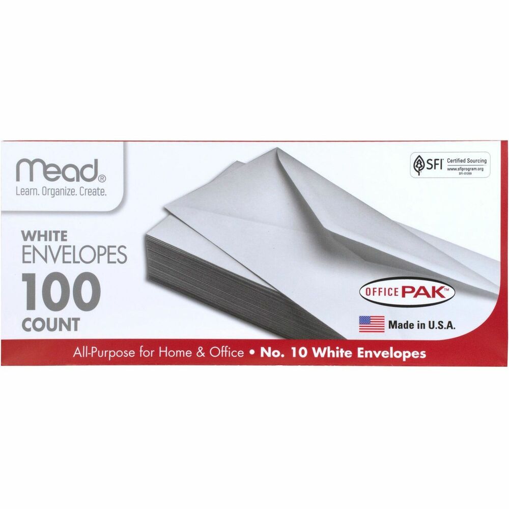 MEA75064 - Plain white envelopes are ideal for use in the home or at the office. The No. 10 size is ideal for many business mailings. Seal with gummed flap.