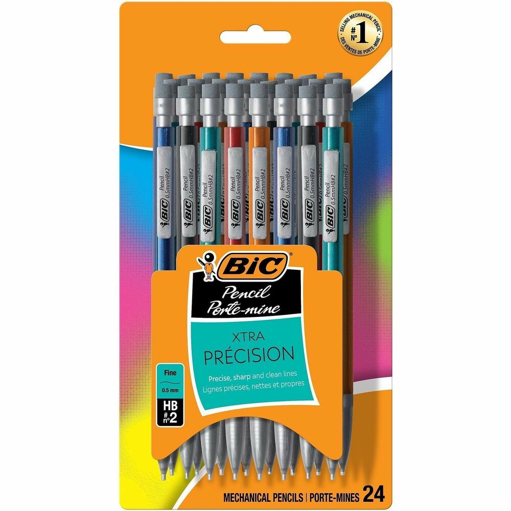 BICMPLMFP241 - Ideal for detailed work or any time extra tidiness and accuracy are needed, the Xtra-Precision Mechanical Pencil comes with fine, 0.5mm leads that lay down smoothly, do not smudge and erase cleanly. The No. 2 lead advances easily with a simple click of the eraser and is perfect for standardized tests. Always sharp, ready, and accurate, these pencils eliminate the need to sharpen constantly, saving you time. Fun metallic barrel adds some color to your classroom, home or office.
