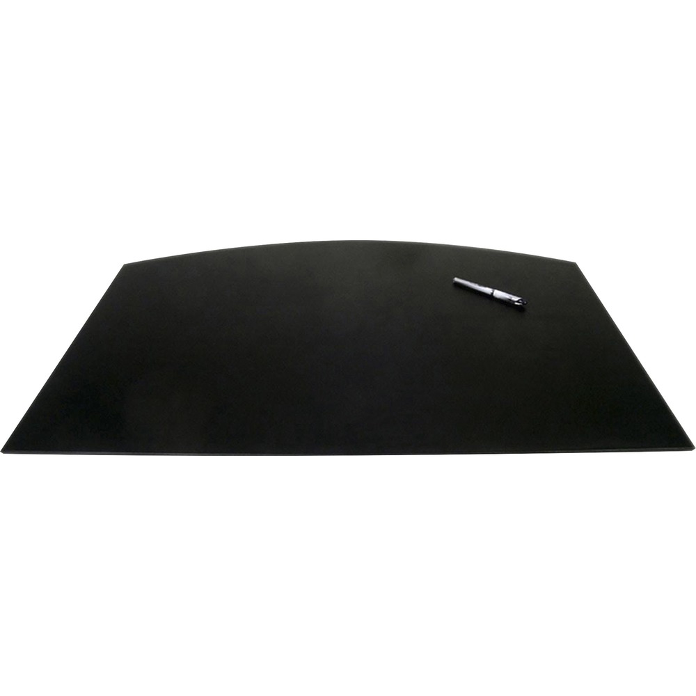 DACP1022 - Arched Desk Mat features a wrapped-edge design to provide a finished look and extra durability. Top-grain leather adds professional style to any work space. Soft velveteen protects surfaces from scuffs and scratches.