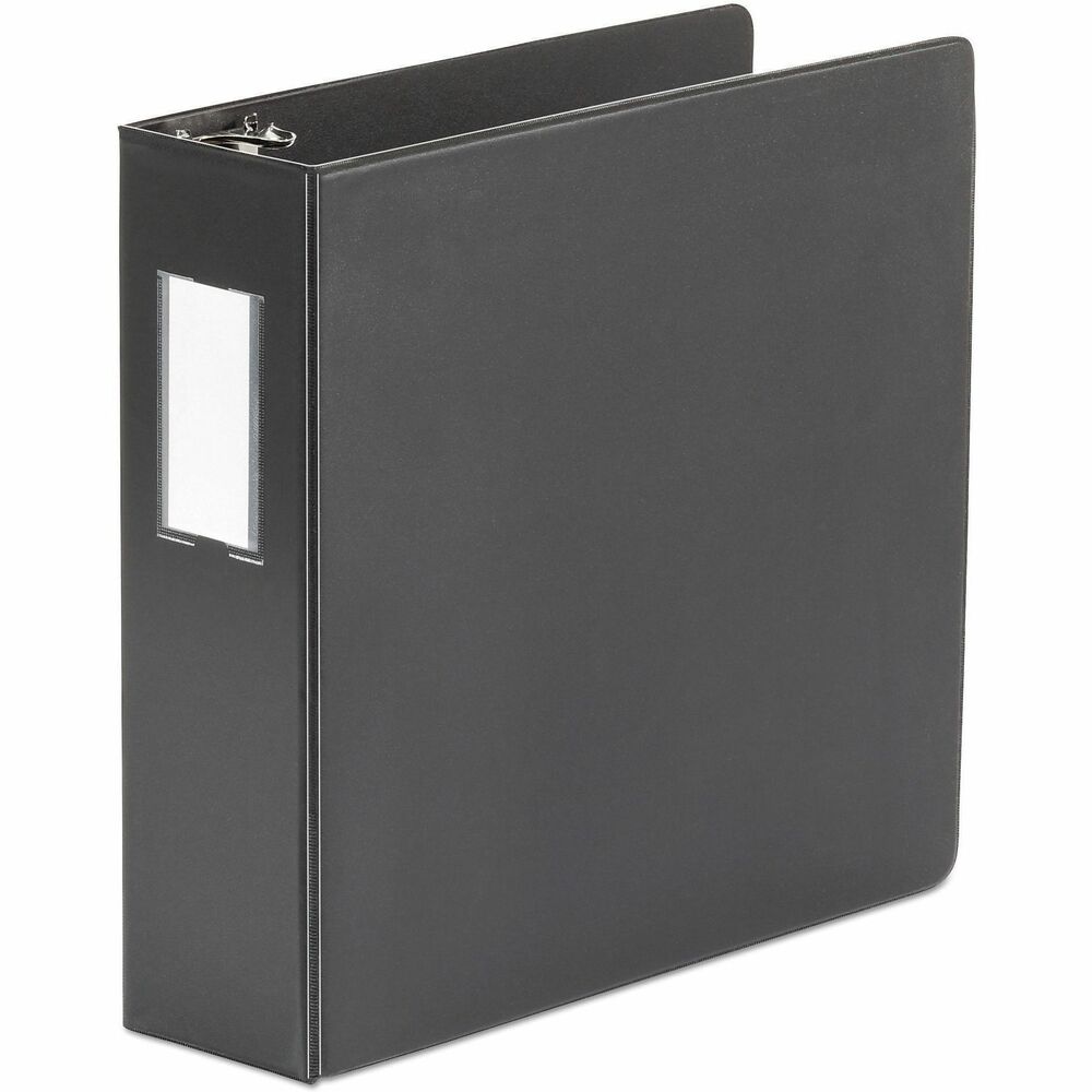 UNV20791 - Slant ring design allows you to store more documents than with comparable round ring binders. Open-and-close triggers work effortlessly for fast access to binder contents. Binder includes a label holder for quick and easy identification of contents. Stylish linen finish material produces a high-quality look that resists messy fingerprints. Poly material is nonstick so inserts won't lift print. Two inside pockets provide extra storage for loose documents. Rings mounted on back so pages lie flat.