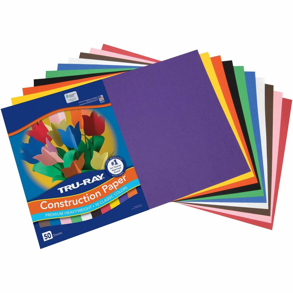 PAC103063 - Tru-Ray Construction Paper is perfect for any arts and crafts project. This heavyweight, 100 percent vat-dyed sulphite paper is made with longer, stronger fibers for extra durability. This paper is tough enough to take scoring, folding and curling without cracking and tearing. The superior fade-resistance of the paper keeps your projects brighter longer. Tru-Ray Construction Paper is acid-free and recyclable.