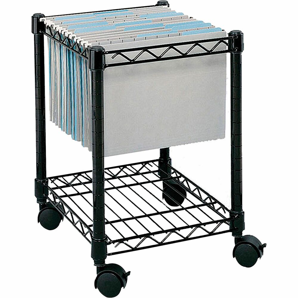 SAF5277BL - Mobile file cart tucks under most worksurfaces when not in use. Ideal for active project filing at your desk Hanging file frame accommodates 50 letter-size and 40 legal-size folders (sold separately). Lower shelf can hold supplies. Roll easily on four swivel casters (two locking). File cart also offers a sturdy steel wire construction and scratch-resistant, powder-coat finish.