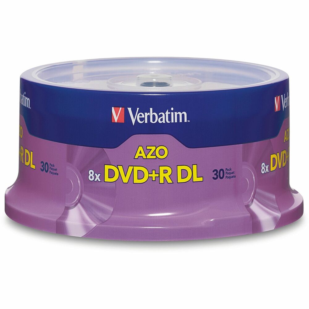 VER96542 - Preferred by DVD drive manufacturers, Verbatim DVD media continues to set the standard for high-speed disc performance, reliability, and compatibility. DVD+R Double Layer nearly doubles the storage capacity with two AZO recording layers on a single-sided disc. Certified and supported by the industry high speed Double Layer writers, Verbatim discs are approved for high speed burning up to 8X speeds. Store up to 8.5GBs of video in approximately 12-15 minutes or less while maintaining compatibility with most DVD video players or DVD-ROM drives. All backed by Verbatim's limited lifetime warranty. More from the Manufacturer