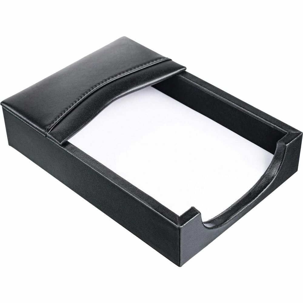 DACA1009 - Memo Holder is beautifully made with decorative stitching across the top to make a subtle statement that works in any decor. Top-grain leather adds professional style to any work space. Soft velveteen protects surfaces from scuffs and scratches. Memo holder includes 100 sheets of 4" x 6" loose-leaf memo paper.