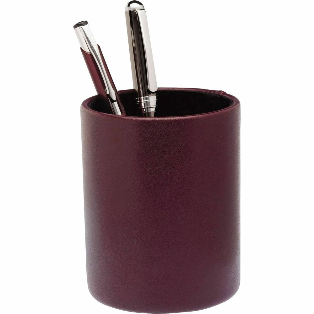 DACA7010 - Pencil Cup features a foam bottom to protect writing points from damage. Top-grain leather adds professional style to any work space. The bottom is lined with soft velveteen to protect surfaces from scuffs and scratches.