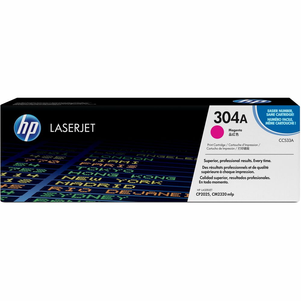 HEWCC533A - Toner cartridge is designed for use with HP Color LaserJet CP2025n, CP2025dn, CP2025x, CM2320n MFP, CM2320nf MFP and CM2320fxi MFP. ColorSphere toner produces vibrant eye-catching color, sharp text, and realistic photo quality. Cartridge yields approximately 2,800 pages. More from the Manufacturer