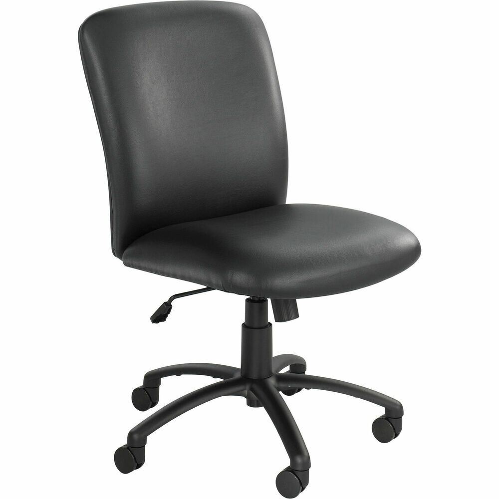 SAF3490BV - Executive high-back chair is designed for multi-shift intensive-use environments, especially for the big and tall person. Sturdy chair offers a 500 lb. capacity and is rated for 24/7 use. Upholstered with 100 percent vinyl, chair features an extra-wide, deep seat with thick-cushioned foam for long-term comfort. Seat size is 22-1/4" wide x 20-3/4" deep. Back size is 23" wide x 23" high. Executive high-back chair features a swivel seat with pneumatic seat-height adjustment from 19-1/2" to 23-1/2" , tilt, tilt lock, tilt tension and an oversized five-star base with 2" hooded dual-wheel casters for stability. Meets or exceeds ANSI/BIFMA standards. Available in black frame only. Arms are sold separately.