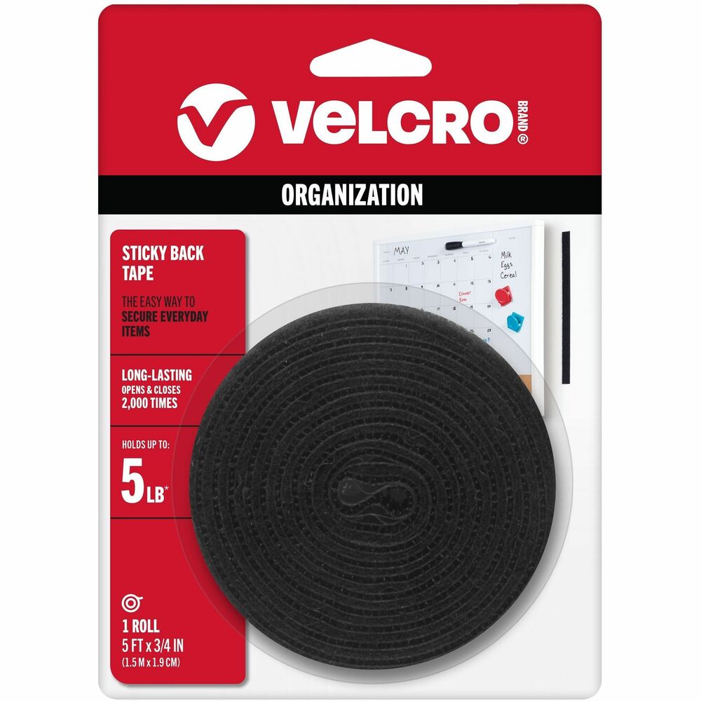 VEK90086 - Sticky Back Tape adheres to most smooth surfaces. Use on walls, glass, tile, plastic or metal. Tape works in conjunction with other fasteners or adheres to itself. More from the Manufacturer