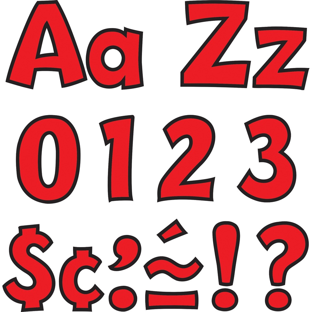 TEP79742 - Pin-up Ready Letters are designed for attention-getting messages, classroom displays and creative learning projects. Ideal for prekindergarten to 12th-grade, they are convenient, reusable and easy to use. Use for student work displays, bulletin boards, signs, banners, news boards, learning activities, labeling and much more. Fade-resistant color coordinates with other Trend products. 4" Playful Combo Pack includes 59 uppercase letters, 84 lowercase letters, 20 numerals from 0 to 9, 36 punctuation marks, and 18 Spanish accent marks.