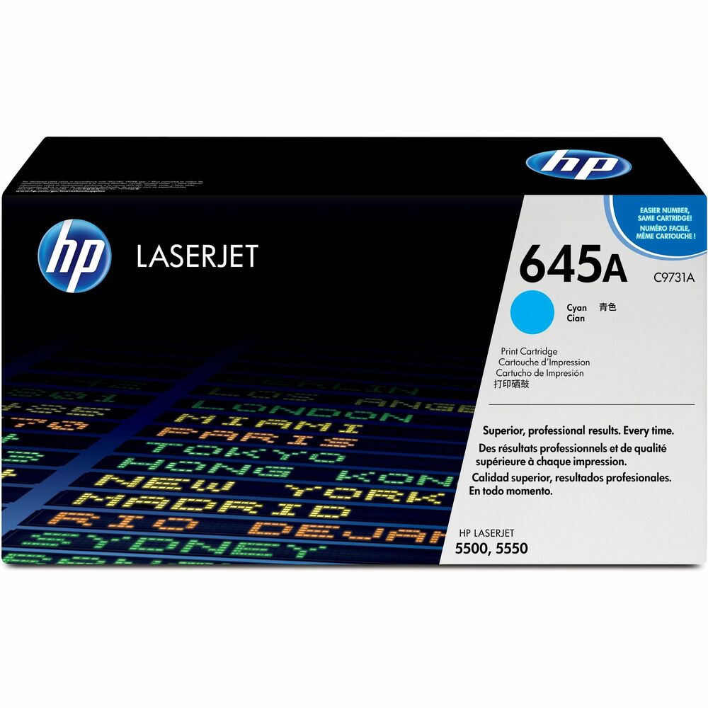 HEWC9731A - Get the best results from your HP printing system by using this Original LaserJet Toner Cartridge. HP Smart Technology and chemically grown toner formula work with you HP Color LaserJet 5500/5550 Series printers to deliver accurate, consistent color and reliable, cost-effective performance. HP Smart Technology provides easy-to-use automatic alerts, on-line ordering and easy installation. Color cartridge yields approximately 12,000 pages. More from the Manufacturer