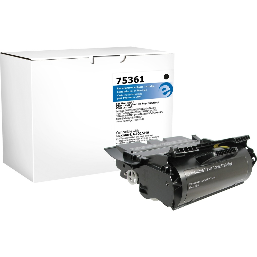 ELI75361 - Premium, remanufactured toner cartridge is designed for use with Lexmark T640, T640DN, T640DTN, T640N, T640TN, T642, T642DTN, T642N, T642TN, T644, T644DTN, T644N, T644TN, X642E, X644E, X646E, X646DTE and X646EF. Cartridge yields approximately 21,000 pages. More from the Manufacturer