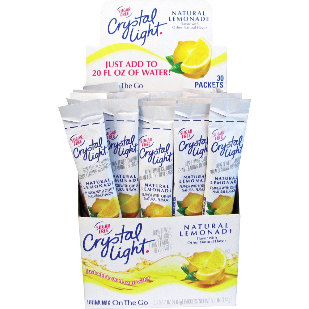 KRF79660 - Crystal Light On-The-Go Mix Sticks offer a low-calorie beverage alternative. Simply pour the contents of the stick into a 20 oz. bottle of water or a glass with 2-1/2 cups of water for a refreshing treat. Sticks of sugar-free crystals are a simple way to enjoy hydration on-the-go.