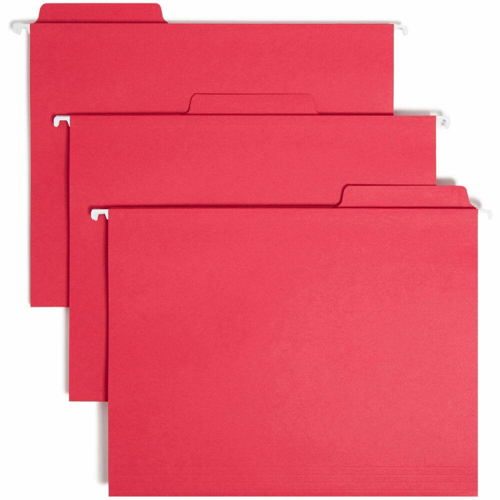 SMD64096 - FasTab Hanging Folders feature built-in, heavy-duty, two-ply tabs that are permanently attached. You won't have to bother with inserting the right tab size. These 1/3-cut tabs are 20 percent larger than standard 1/3-cut tabs for more labeling room and easy viewing. No assembly is required. Tabs are easy to label. Write directly on the tab or apply self-adhesive labels. Tab is embossed for easy label placement. Letter-size hanging folders have paper glued around rods on both sides for an even appearance. Rod tips are coated to reduce rod bending and folder tearing. Folders are made of 11 point stock. More from the Manufacturer