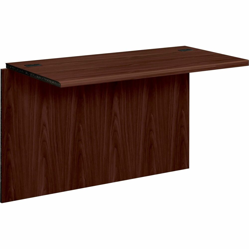 HON10770NN - Bridge is designed to link components of HON 10700 Series Laminate Desking. This series offers an upscale contemporary design, elegant lines, stylish accent details, durable laminate surfaces and quality construction. Premium, multilayer, high-pressure, Mahogany laminate surface resists water, scratches and most solvents. Hardwood accent trim is produced using a multistep finishing process and adds an elegant touch appropriate for upper-management offices. Robust construction withstands frequent moving and handling and ensures a longer life cycle. Not to be used freestanding, this bridge connects a single-pedestal desk, desk shell or peninsula to a corner unit or single-pedestal credenza or credenza shell. Inside depth is 22-3/4". Kneespace of desk is limited to 24-3/4" wide if the bridge is used with a 66" wide, single-pedestal desk. 47" wide bridge features two cord grommets in the top and one cord, passthrough grommet in the top center of the modesty panel for easy cord management.