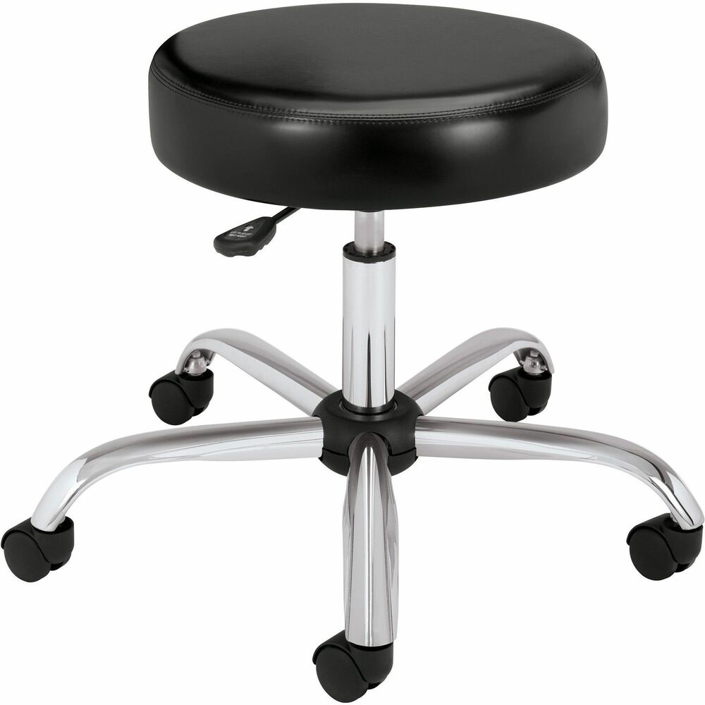 HONMTS01EA11 - Medical Exam Stool features a polished base and vinyl covering for a great design, support and comfort. Functions include 360-degree swivel and pneumatic seat-height adjustment. Five-star base features polished chrome and dual-wheel, hooded 2" casters. Stool offers a versatile solution for medical examination rooms, a nurse's office or file rooms.