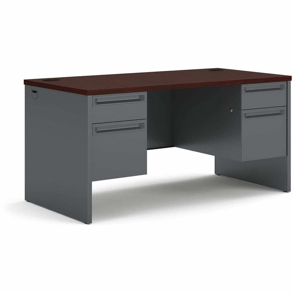 HON38155NS - Modular steel desking combines your choice of easy-care laminate tops with sturdy steel body for a complete desk solution that's both attractive and durable. Mahogany laminate tops feature visually appealing rounded edges for a polished look and enhance your comfort. Wire management is made easy with cord-management grommets on desks and end panels to facilitate cable connections between desks. Desking also features steel ball-bearing suspension in all box and file drawers, "Tru-fit" mitered drawer fronts for better visual alignment, one pencil tray per unit except returns, and full-extension, triple-tied cradles on all file drawers for full access to interior contents. Desking meets or exceeds applicable ANSI/BIFMA standards.