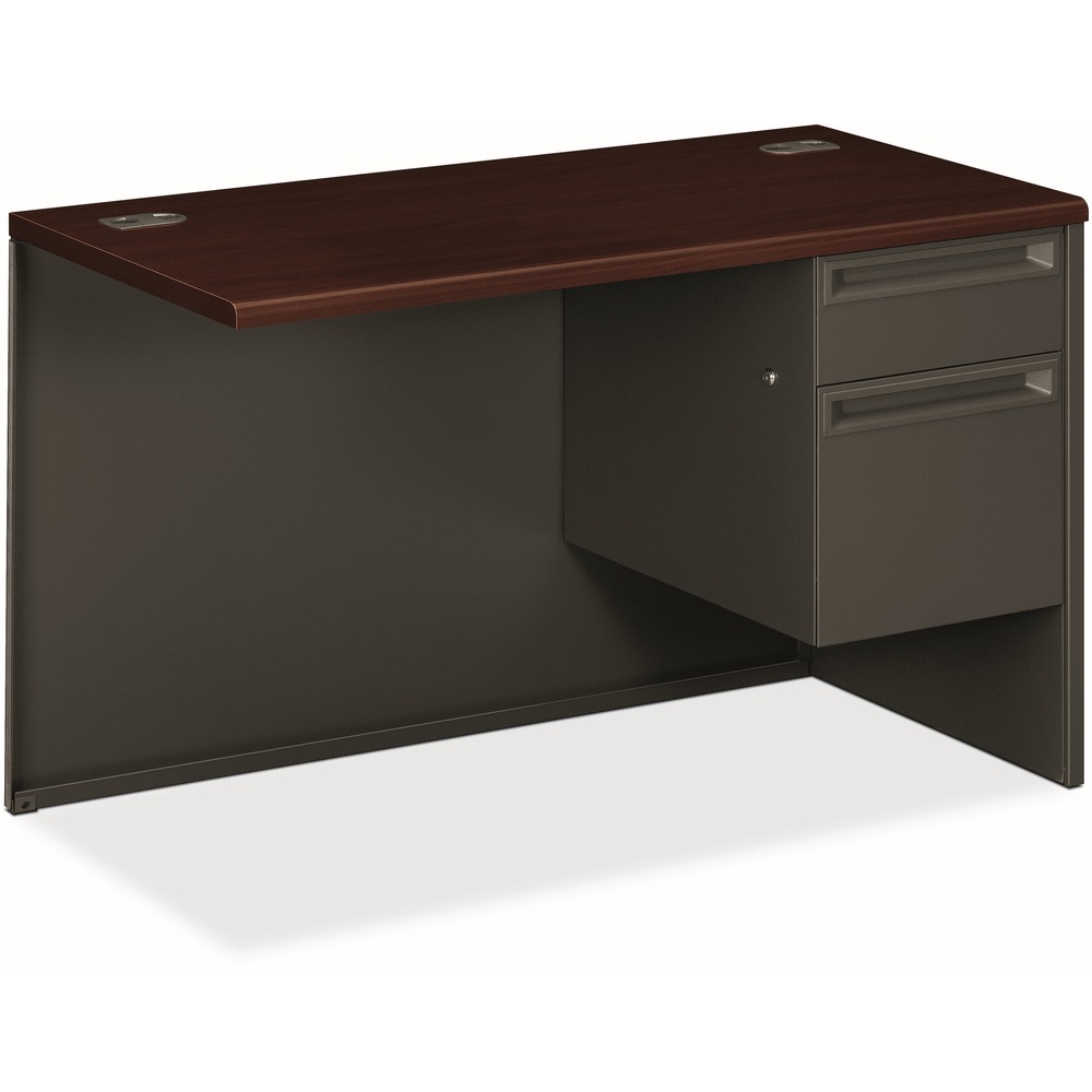 HON38215RNS - Modular steel desking combines your choice of easy-care laminate tops with sturdy steel body for a complete desk solution that's both attractive and durable. Mahogany laminate tops feature visually appealing rounded edges for a polished look and enhance your comfort. Wire management is made easy with cord-management grommets on desks and end panels to facilitate cable connections between desks. Desking also features steel ball-bearing suspension in all box and file drawers, "Tru-fit" mitered drawer fronts for better visual alignment, one pencil tray per unit except returns, and full-extension, triple-tied cradles on all file drawers for full access to interior contents. Desking meets or exceeds applicable ANSI/BIFMA standards.