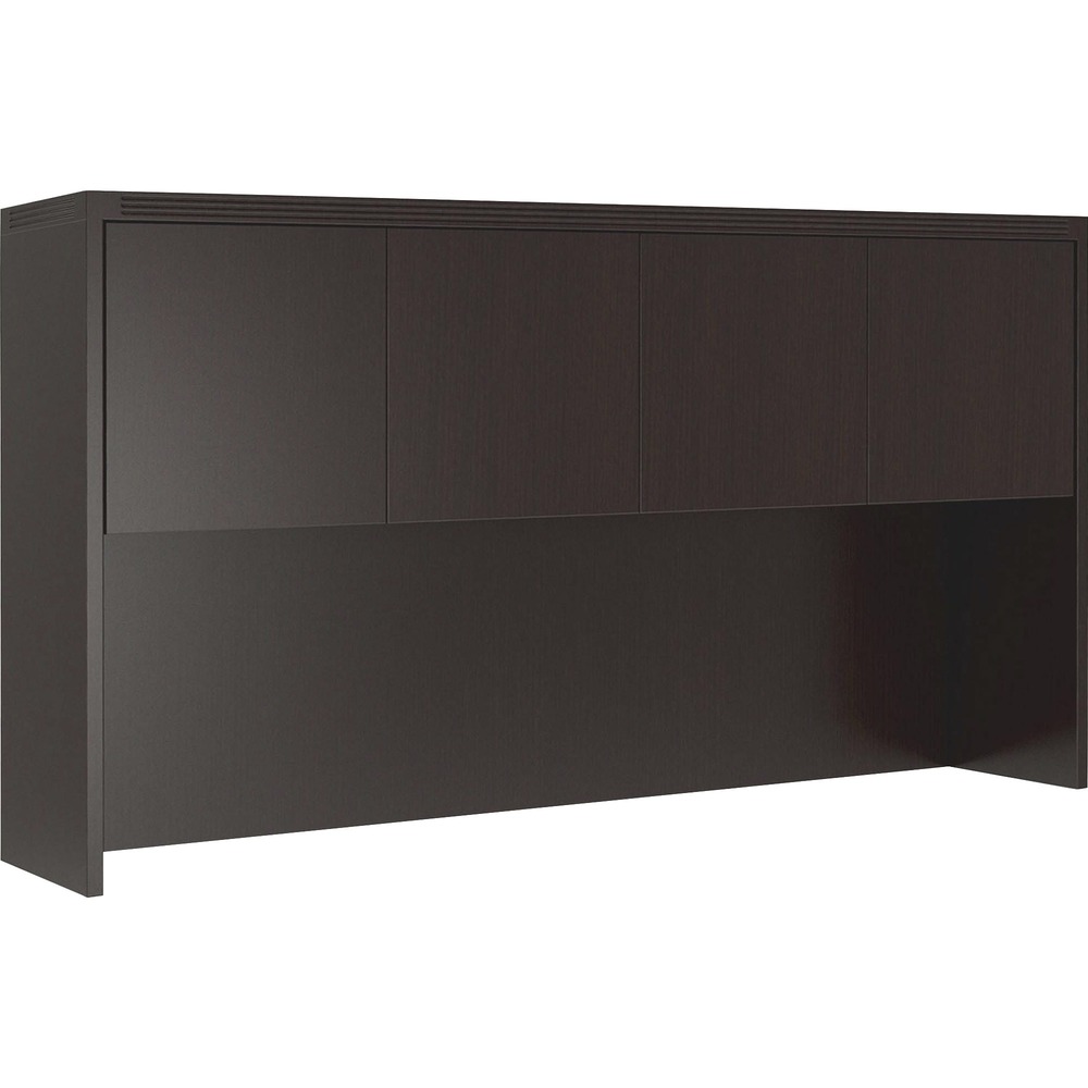 SAFAHW72LDC - Hutch with wood doors is part of the Aberdeen Series that brings genuine business practicality to every environment. Each quality piece balances the look of the wood with the performance of laminate. Four cabinet-style doors feature self-closing hinges and are made of manufactured wood. Hutch is made of furniture-grade, medium-density fiberboard. Back panel below cabinets features two cable grommets. Clearance between worksurface and bottom of shelf is 21-1/2". Hutch also accepts optional fabric tack panel and task light (not included).