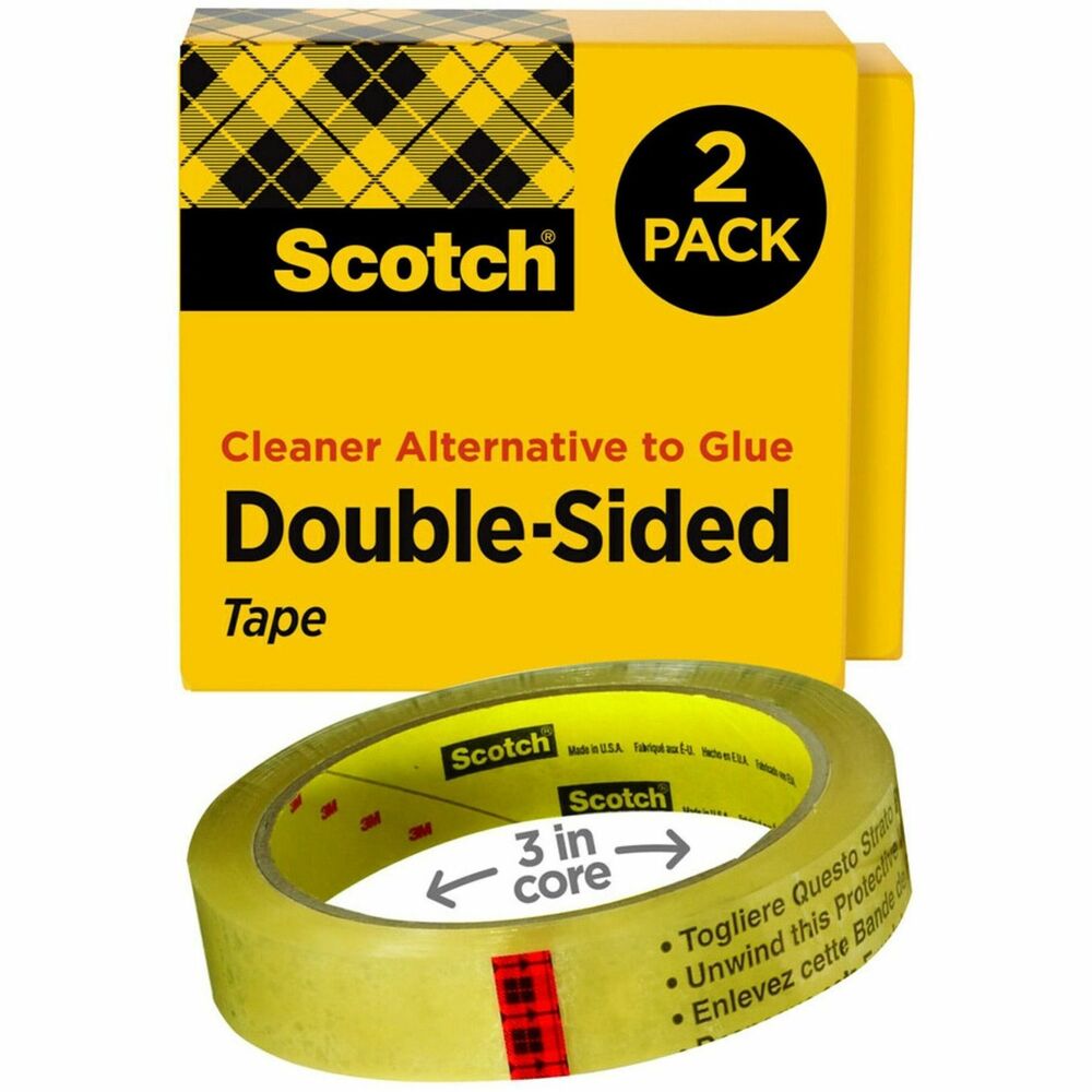 MMM6652P3436 - Double-sided tape is coated with permanent adhesive on both sides of the tape, making it the perfect no-mess alternative to glue for light-duty attaching and mounting tasks. The tape pulls off the roll smoothly and cuts easily without the hassle of a liner. Long-aging tape won't dry out or yellow. More from the Manufacturer