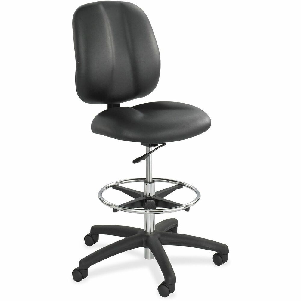 SAF7084BL - Apprentice II Extended Height Chair offers ergonomically supportive seating with two-ply foam back and two-ply foam seat upholstered with vinyl. Adjustable height back features built-in lumbar support. Functions also include pneumatic seat-height adjustment and 360-degree swivel. Seat features a waterfall edge for better circulation. The 26" molded nylon five-star base has 2" dual-wheel carpet casters. Chair holds up to 250 lb. Adjustable T-pad arms are sold separately.
