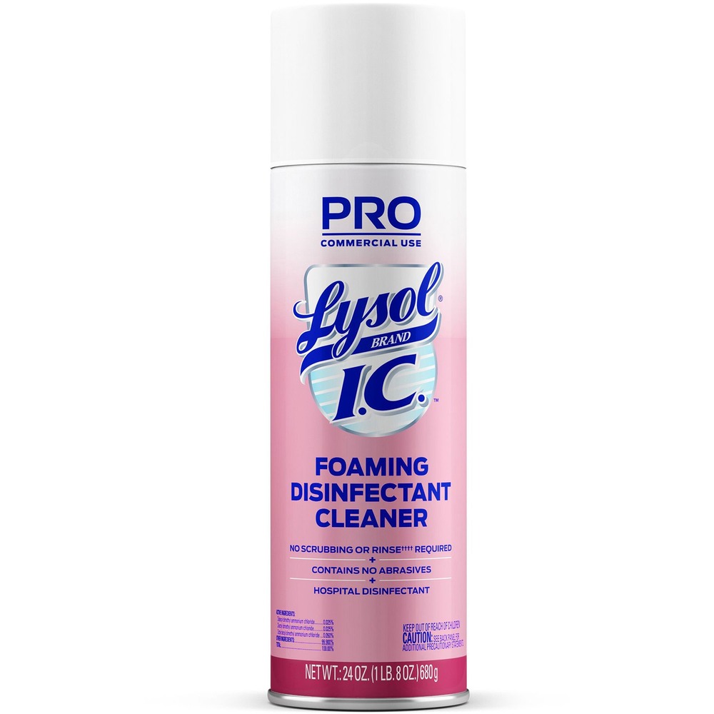 RAC95524 - Clean, disinfect, deodorize and shine surfaces all with one versatile product: Lysol I.C. Foaming Disinfectant Cleaner. Deliver a visible clean and help ensure patients and staff are protected with the foaming formula of this hospital disinfectant. Kill 99.9 percent of viruses and bacteria and more than 40 pathogenic microorganisms when used as directed on hard, nonporous surfaces. Optimize cleaning time with a one-step, nonabrasive foaming cleaner that will not scratch surfaces, including glass, metal, vinyl, hard plastic, glazed ceramic and porcelain. No scrubbing or rinsing is required.