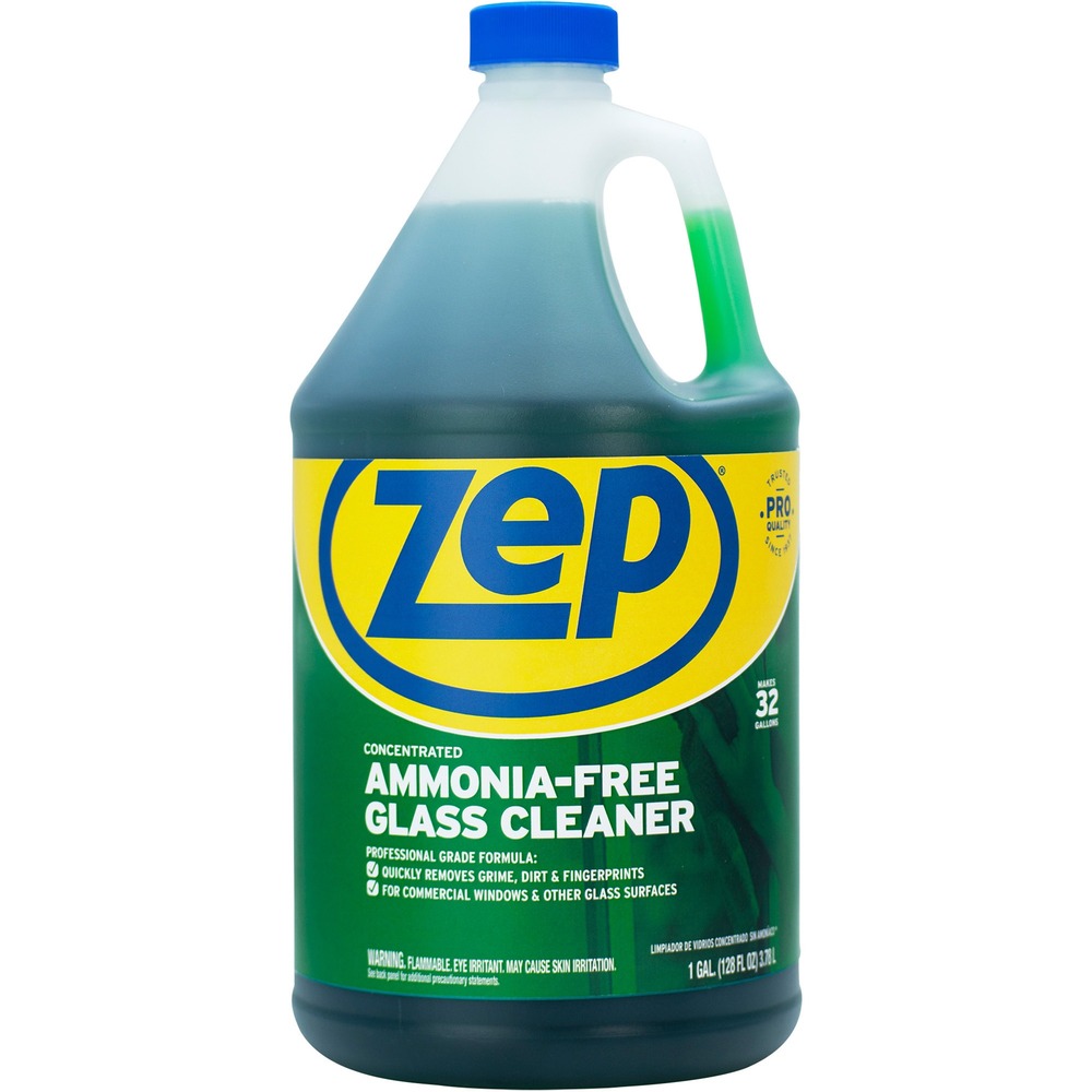 ZPEZU1052128 - Get glass clean and streak-free without ammonia using Concentrated Ammonia-Free Glass Cleaner. Versatile professional-strength cleaner is safe for all types of tinted commercial, home and automotive glass as well as glass-like surfaces. It quickly removes grime, dirt and fingerprints. A single gallon makes up to 32 gallons of cleaner. Simply spray and wipe to remove smudges, dirt and stains without streaking.