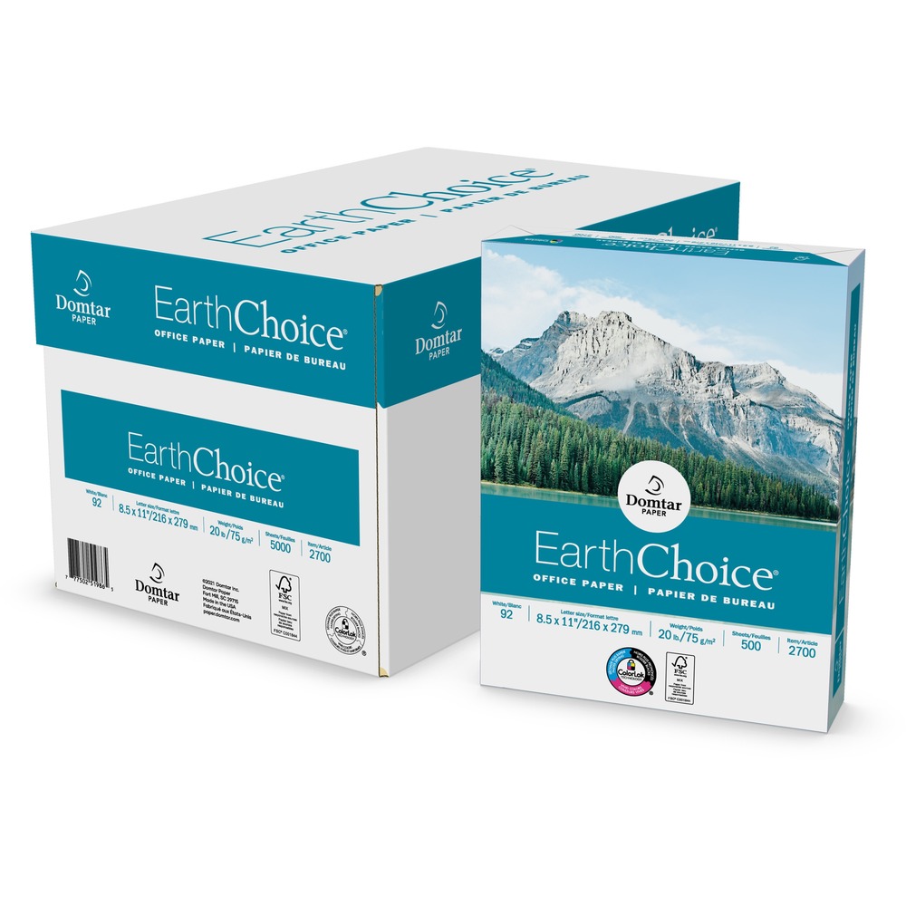 DMR2700 - EarthChoice Office Paper is an everyday, dependable paper for all office printing and copying. It's engineered to run smoothly on a wide variety of printing equipment and guaranteed on all high-speed copiers, laser printers and inkjet printers. ColorLok Technology delivers bolder blacks and vivid colors with inkjet printing. Paper is also Forest Stewardship Council (FSC) certified.