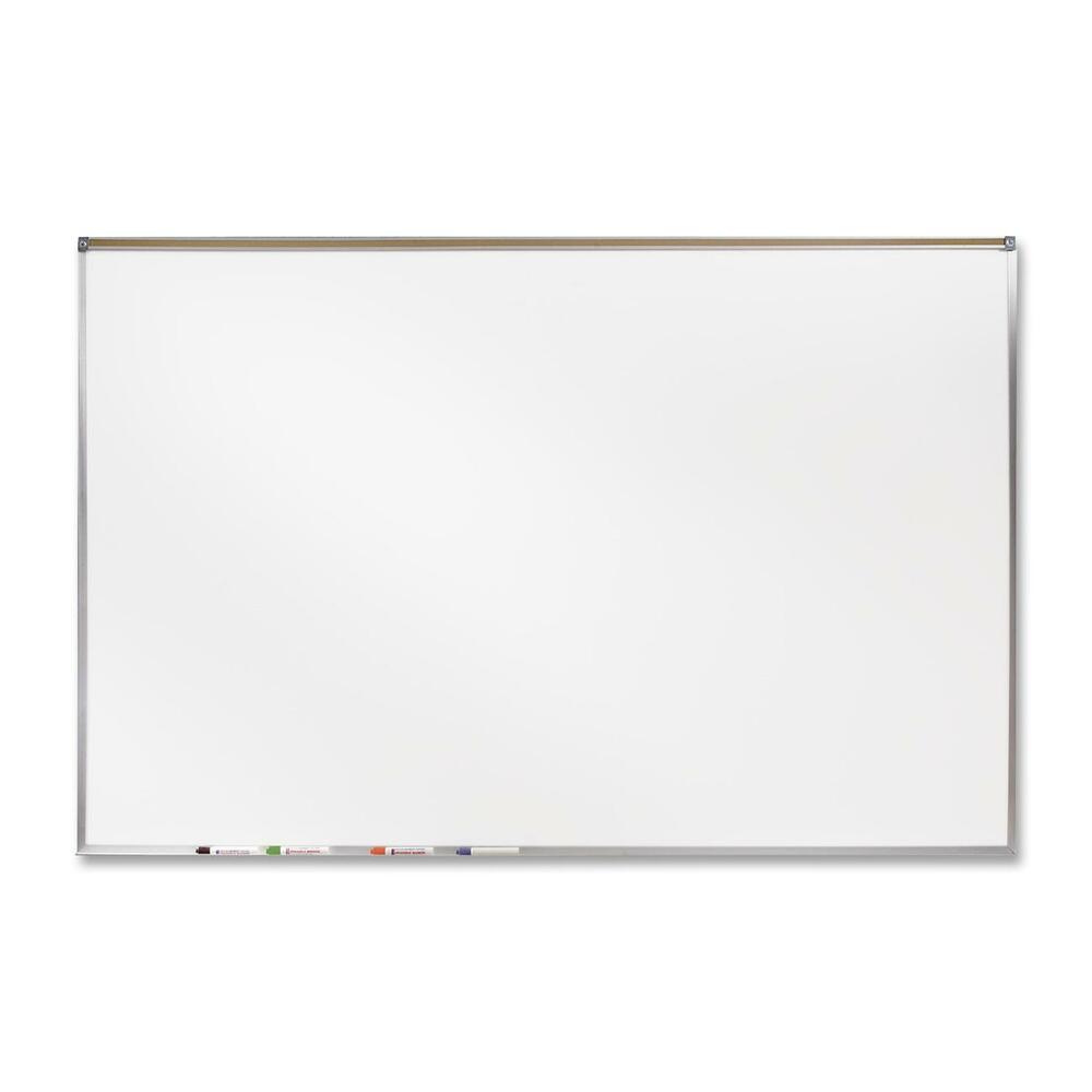 GHEPRM1344 - Projection whiteboard features a special white, textured surface that reduces projection glare by 70 percent compared to standard marker boards. Ideal for presentations, slideshows and educational purposes. Magnetic surface functions as a projection board, dry-erase board and durable surface for displaying visual aids. Each board includes an aluminum frame, 1" natural cork map rail, four color markers and an eraser.