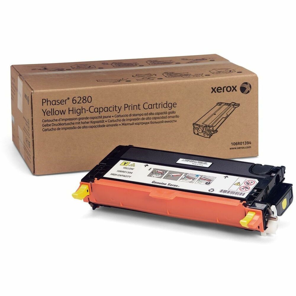 XER106R01394 - Xerox Genuine Phaser 6280 Yellow High capacity Toner Cartridge (5900 Pages) - 106R01394 is specially formulated and tested to provide the best image quality and most reliable printing you can count on page after page. Xerox Genuine Supplies and Xerox equipment are made for each other. Accept no imitations. Compatible toners may risk breakdown of Xerox printers and result in poor print quality and weak colors. With over 75 years' experience, Genuine Xerox Supplies are something you can rely on.